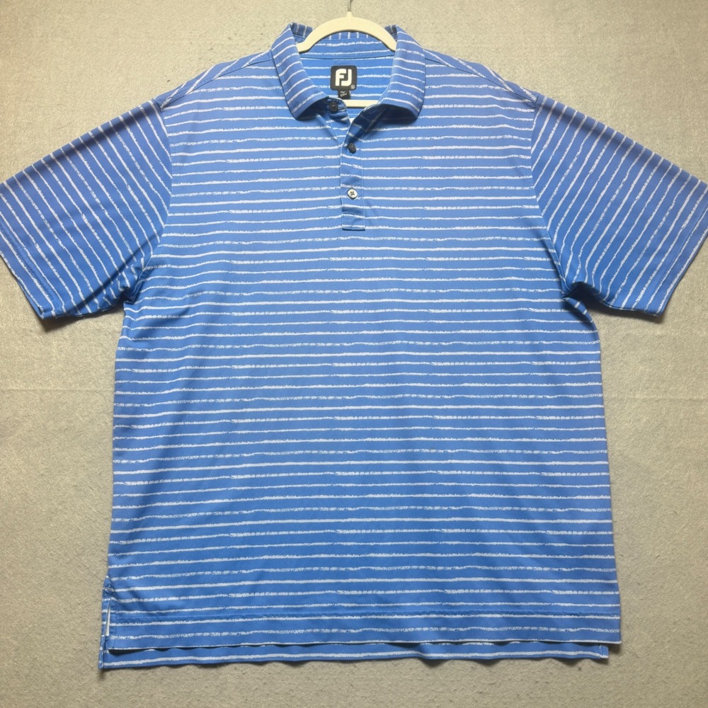 FootJoy Mens XL ProDry Performance Polo Shirt Blue White Striped Golf Short Slv